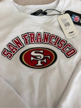 SF 49ers White Crewneck Sweatshirt - Licensed NFL Apparel